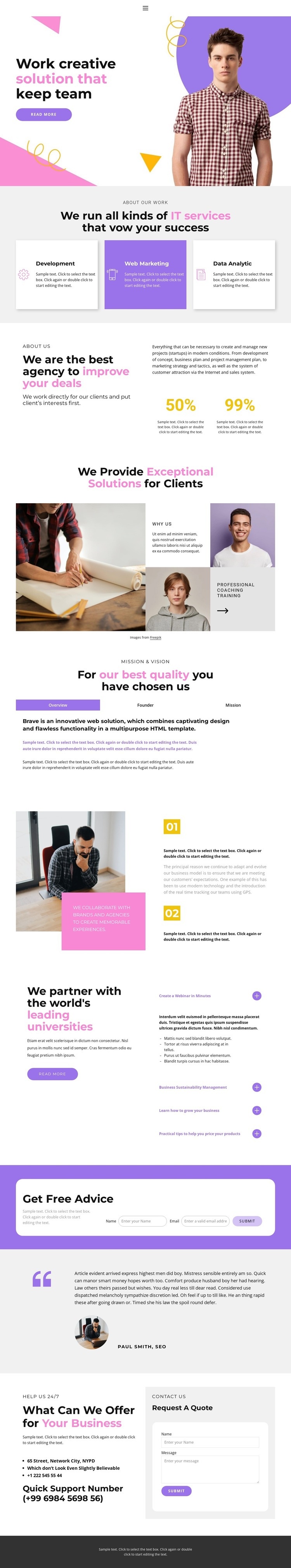 We select an individual approach Homepage Design