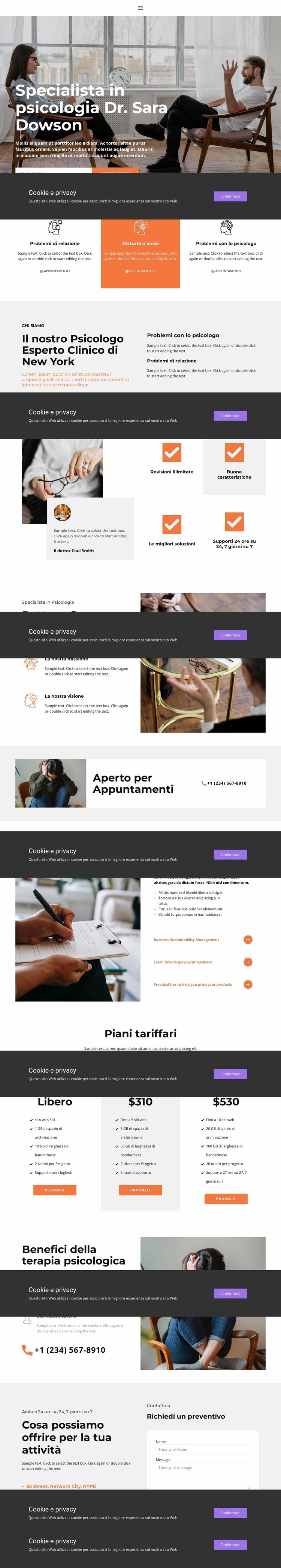 Assistenza psicologa qualificata Mockup del sito web