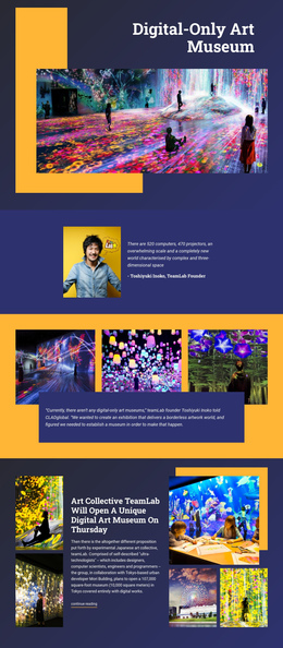 Digital Art Museum One Page Template