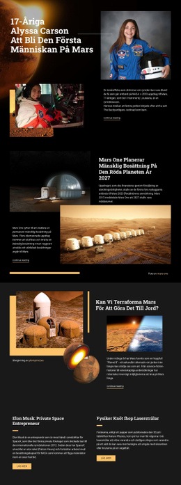 Första Människan På Mars - Nedladdning Av HTML-Mall