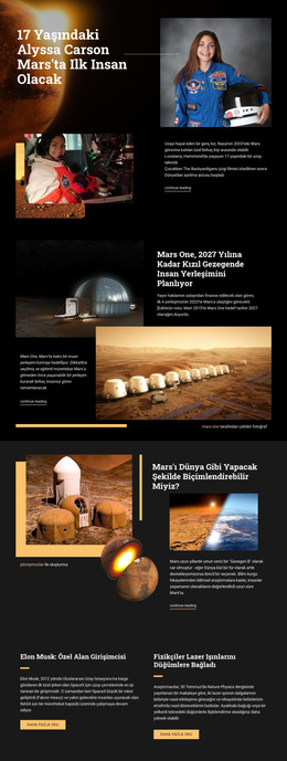 Mars'Taki İlk İnsan - HTML Sayfası Şablonu