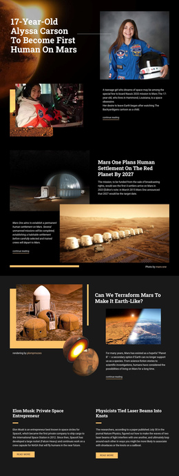 An Exclusive Website Design For First Human On Mars