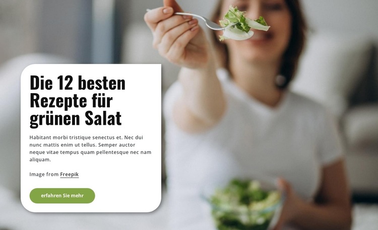 Die besten Rezepte für grünen Salat Website-Vorlage