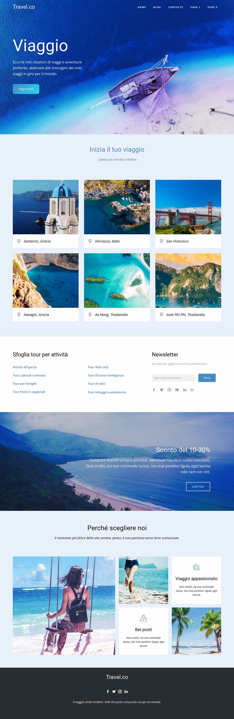 Idee fantastiche per i viaggi Modelli di Website Builder