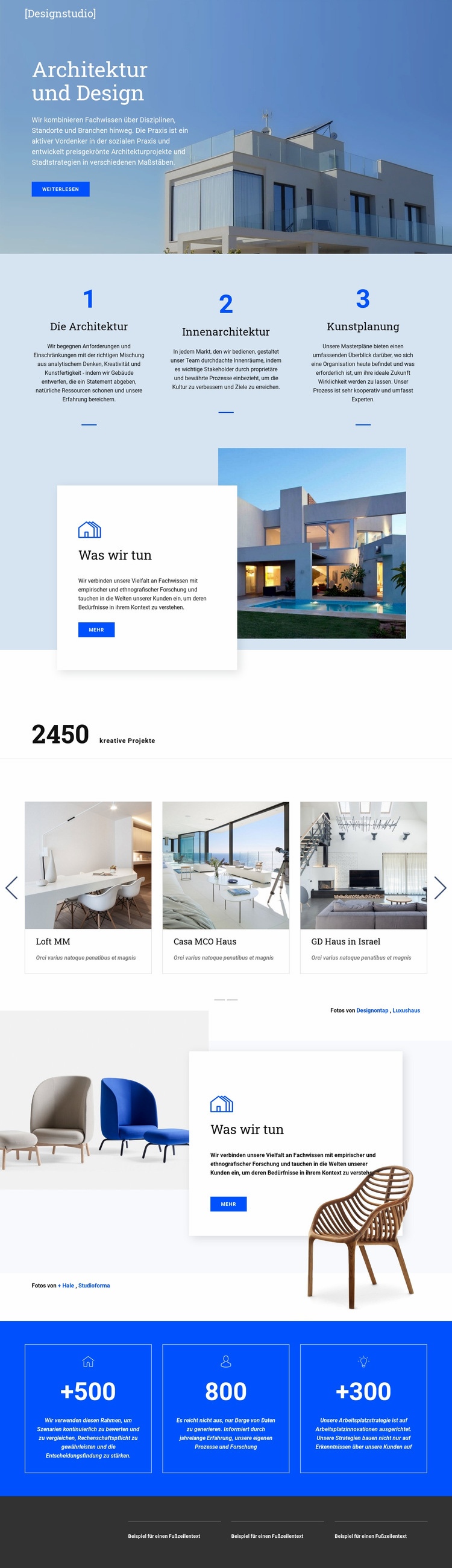 Architektur und Design Landing Page