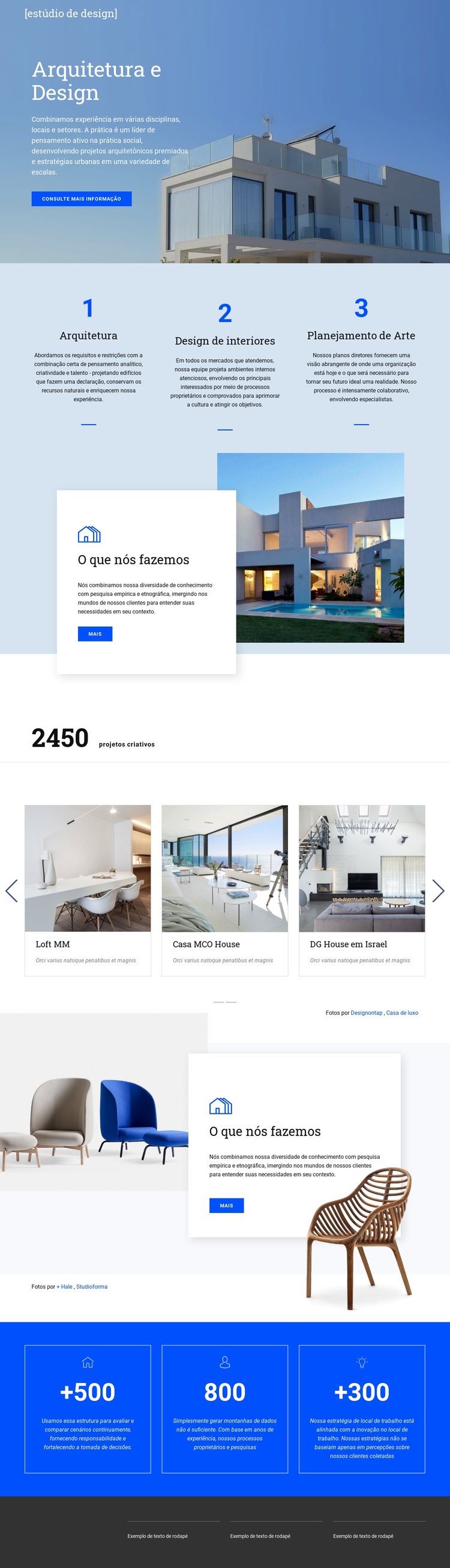 Arquitetura e design Landing Page