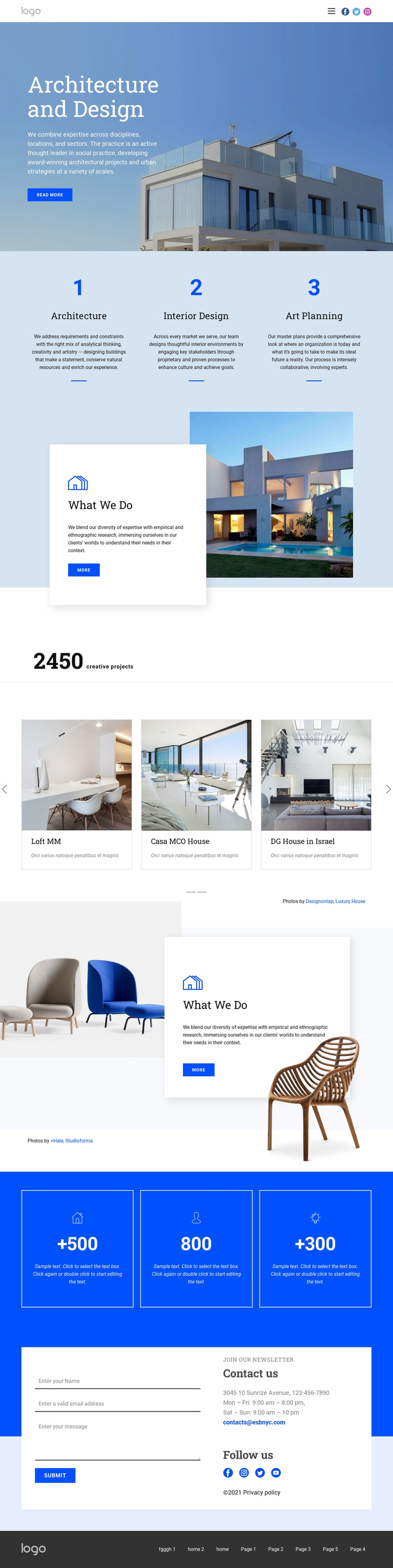 Architecture and design Landing Page
