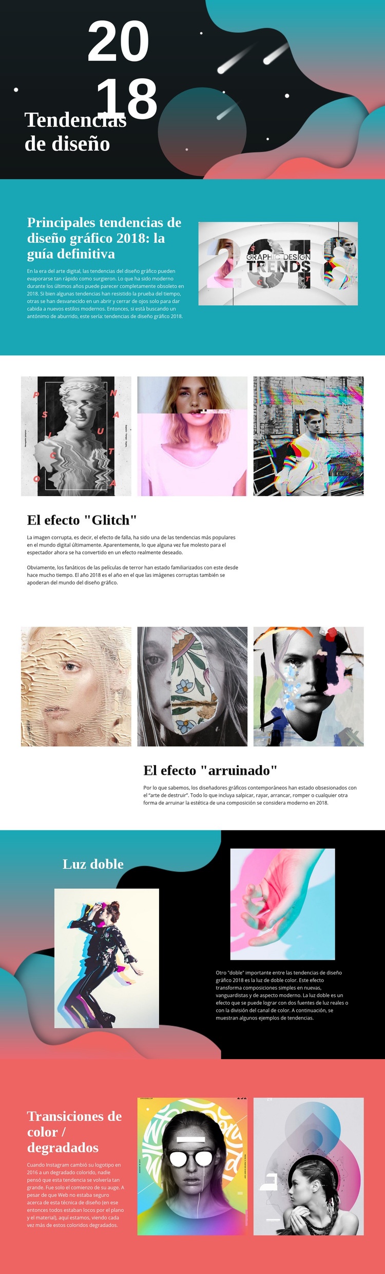 Tendencias de diseño Maqueta de sitio web