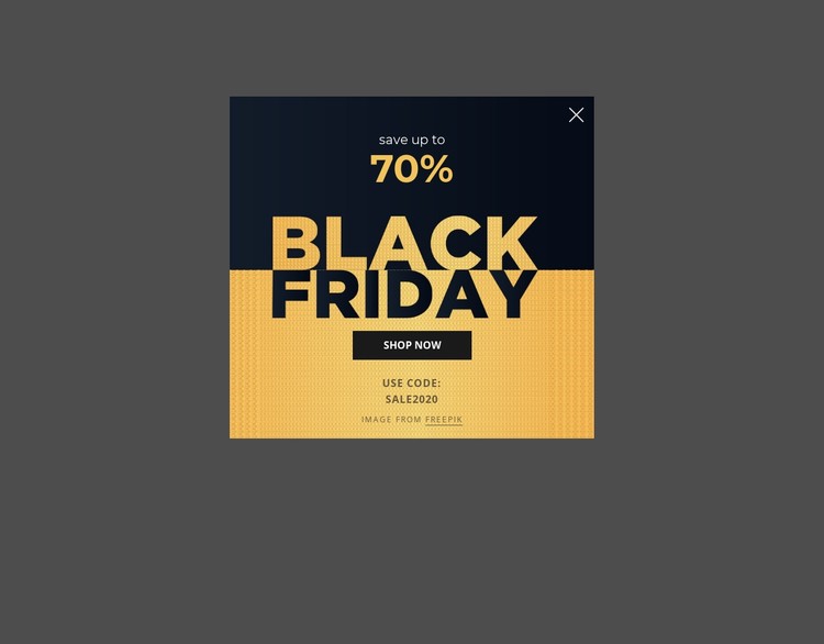 Black friday popup with image background CSS Template