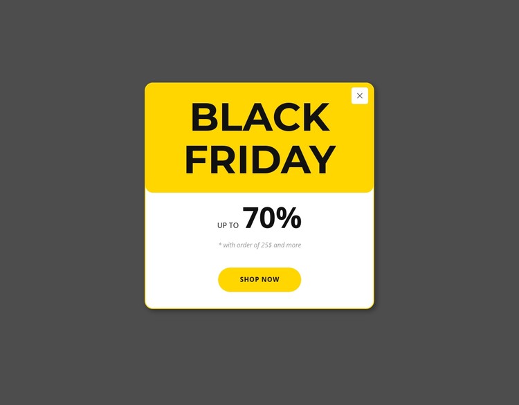 Black friday yellow popup CSS Template