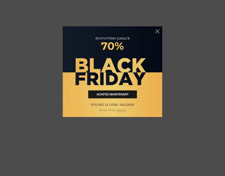 Popup vendredi noir avec fond d'image Maquette de site Web