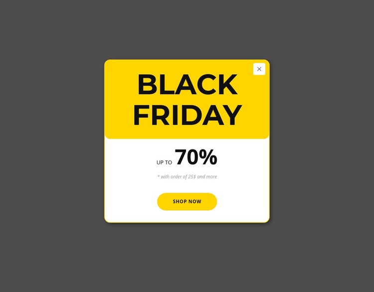 Black friday yellow popup Html Code Example