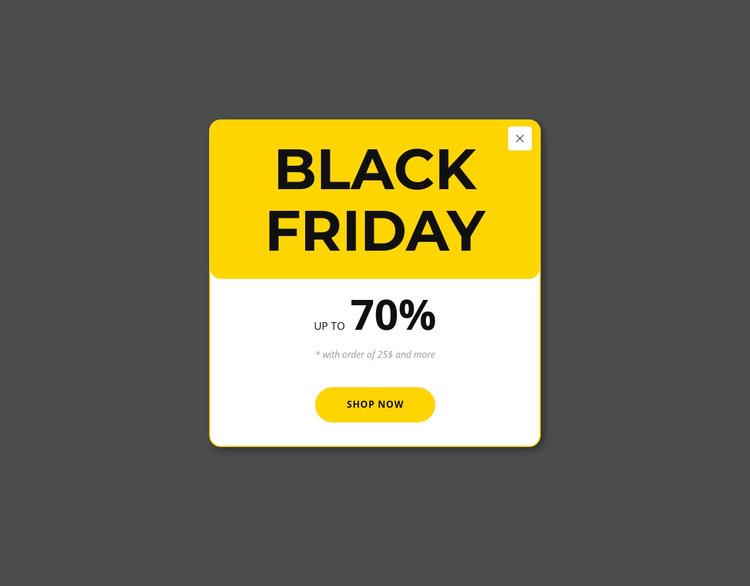 Black friday yellow popup HTML Template