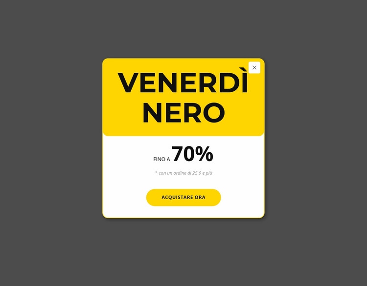 Popup giallo venerdì nero Costruttore di siti web HTML