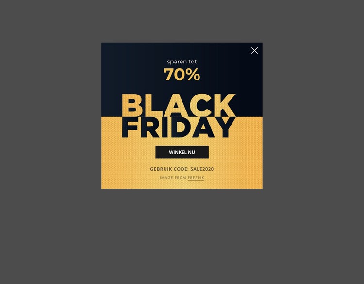 Zwarte vrijdag pop-up met afbeelding achtergrond HTML5-sjabloon