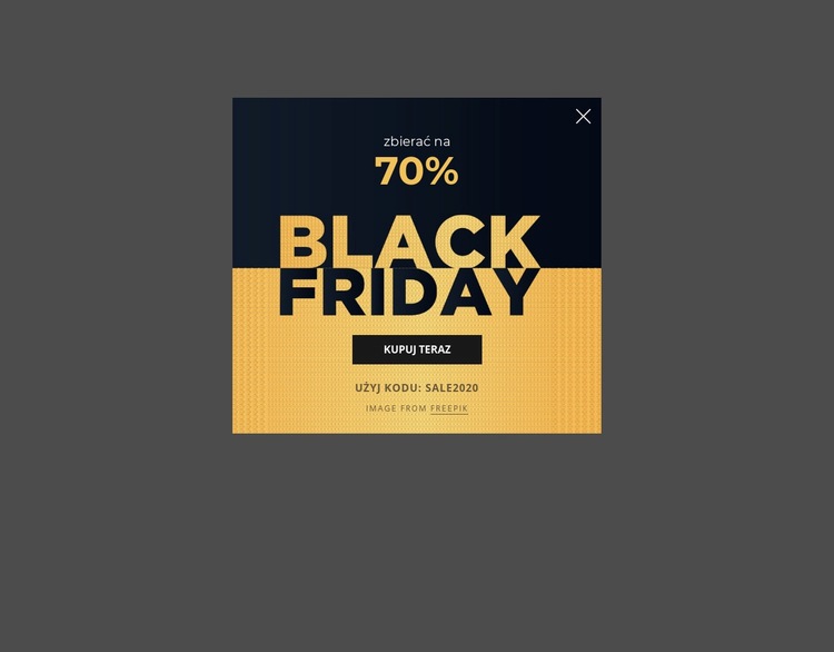 Wyskakujące okienko Black Friday z tłem obrazu Kreator witryn internetowych HTML