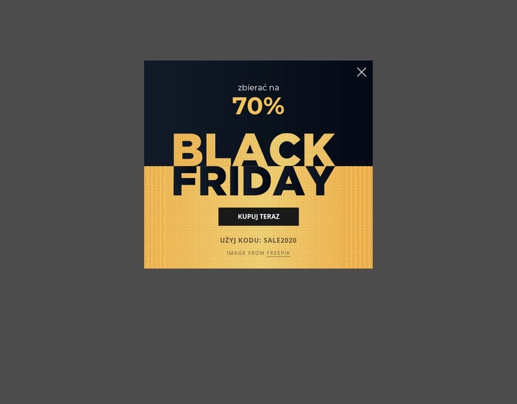 Wyskakujące okienko Black Friday z tłem obrazu Makieta strony internetowej