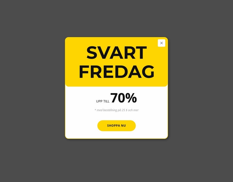 Svart fredag gul popup CSS -mall