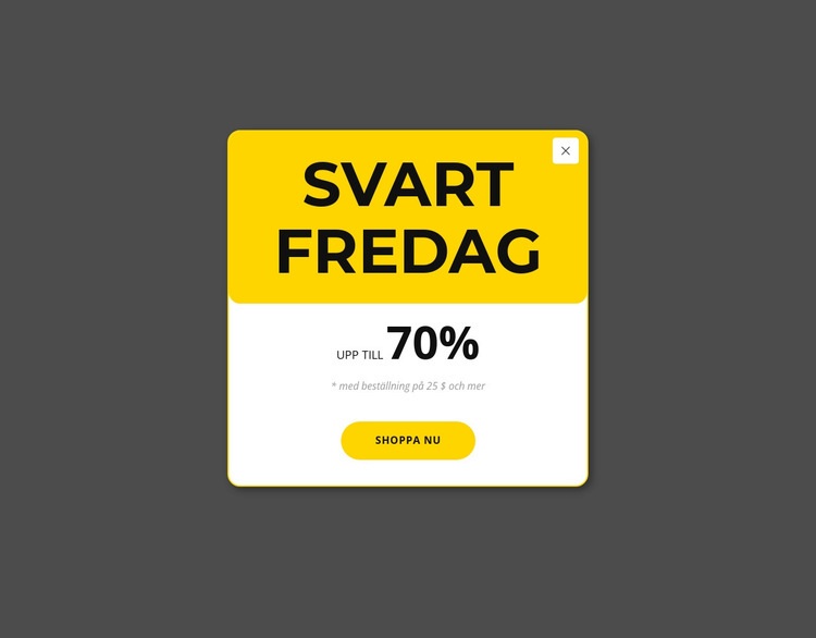 Svart fredag gul popup Mall