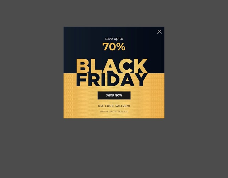 Black friday popup with image background Webflow Template Alternative