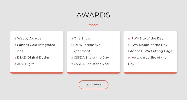 Design studio awards Html Code Example