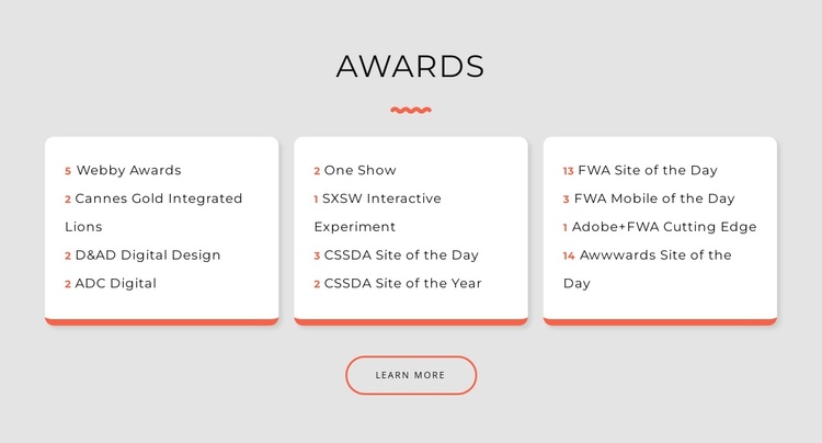 Design studio awards One Page Template