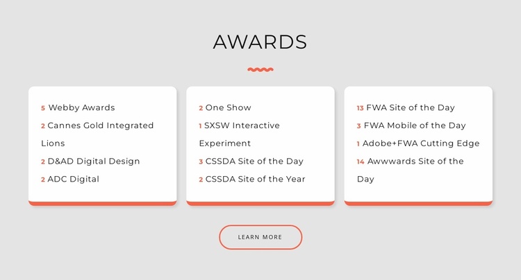 Design studio awards Landing Page