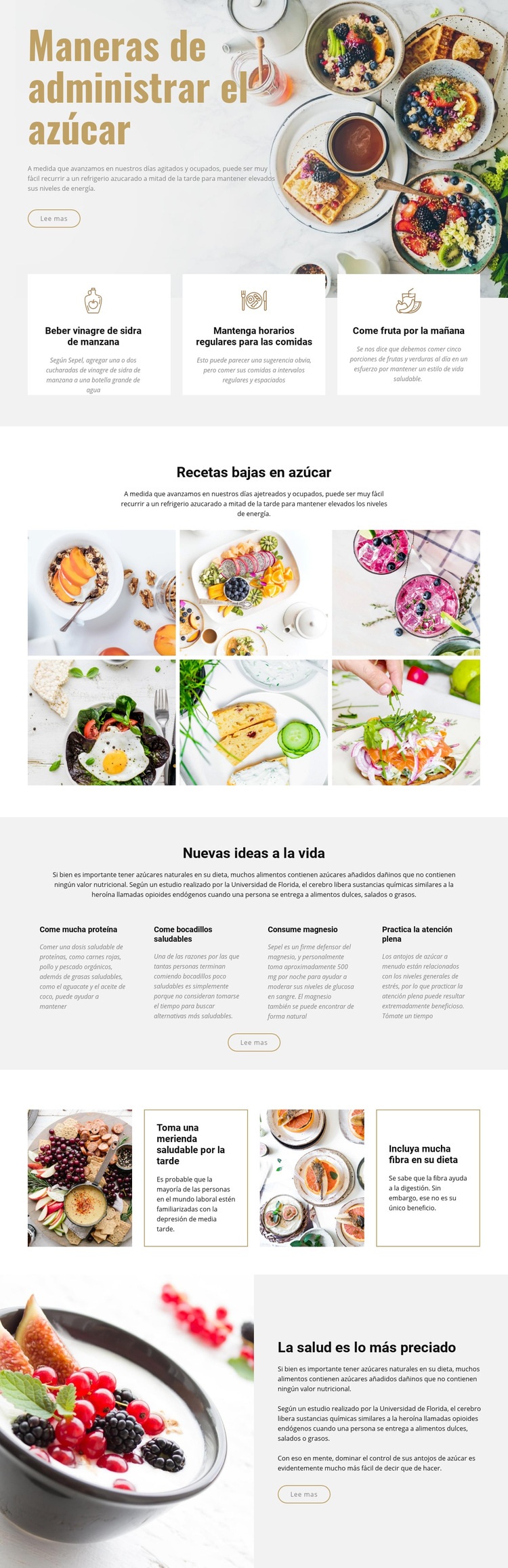 Manejar el azúcar en los alimentos Creador de sitios web HTML