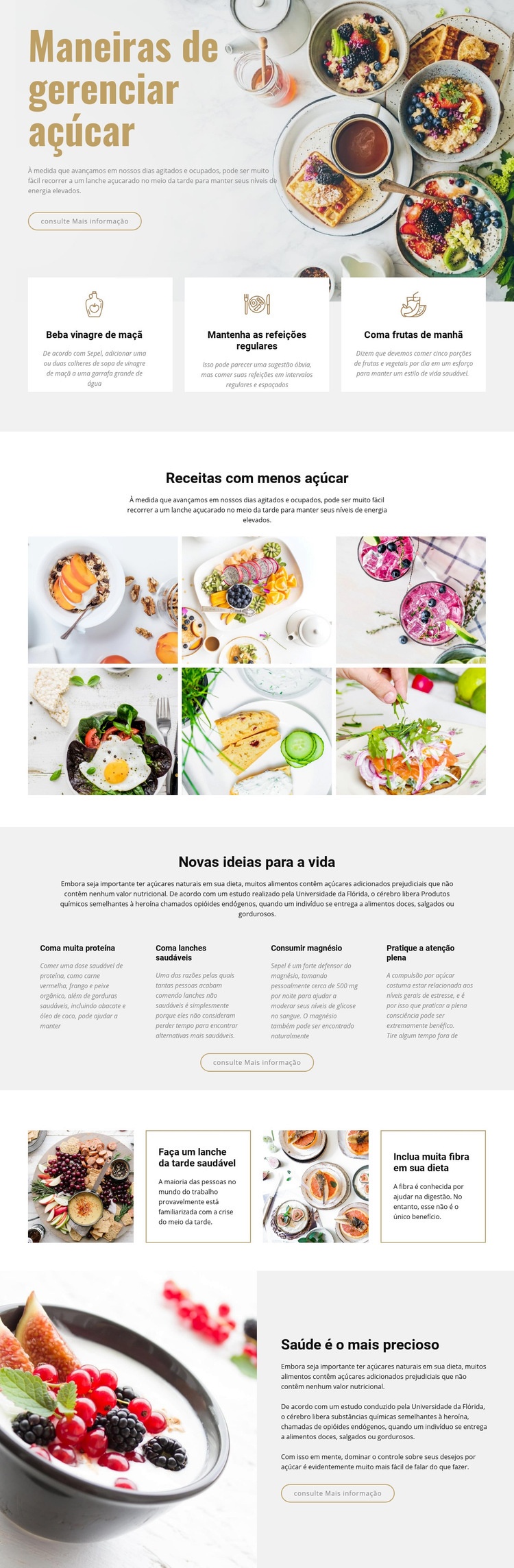 Gerenciar açúcar em alimentos Landing Page