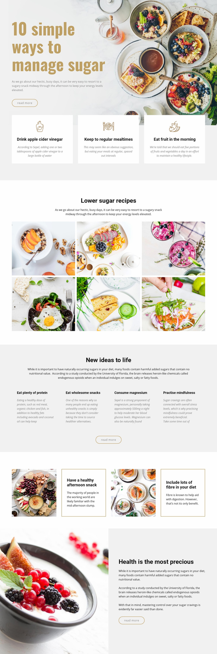 Manage sugar in food Wix Template Alternative