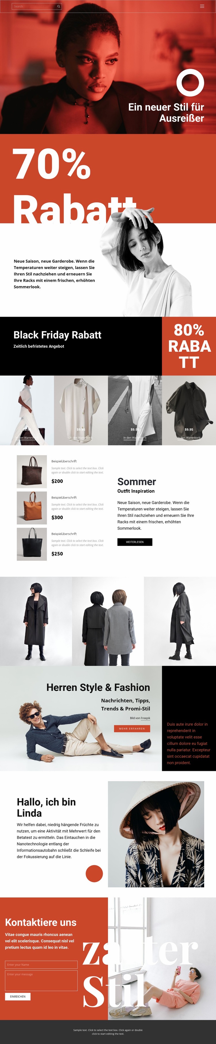 Mode super Verkauf Landing Page