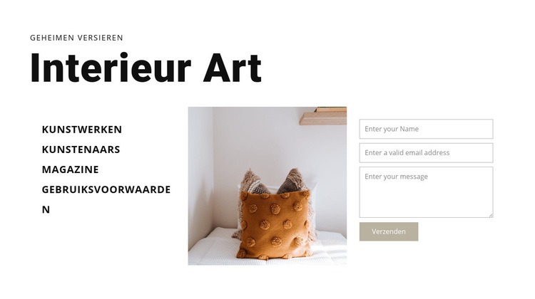 Interieur kunst Website mockup