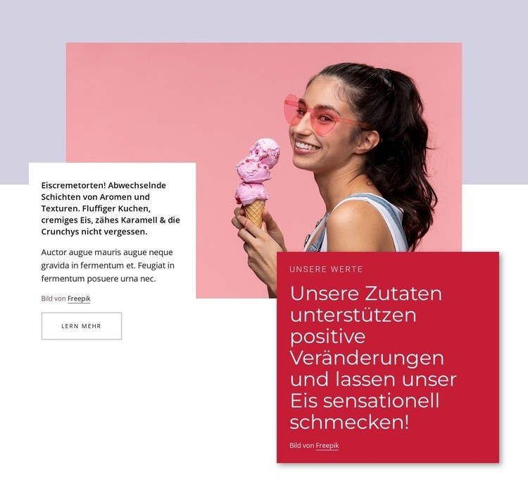 Natürliches Eis Landing Page