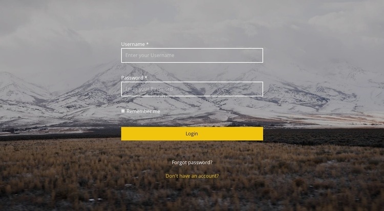 Login on image background Elementor Template Alternative