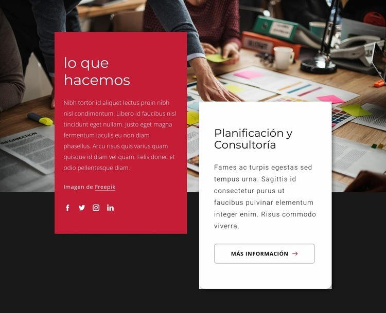 Planificación y consultoría Maqueta de sitio web