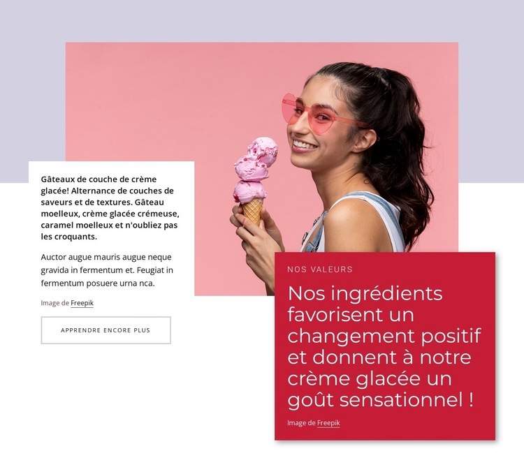 Glace nature Page de destination