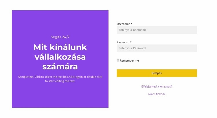 Bejelentkezés a fiókba CSS sablon