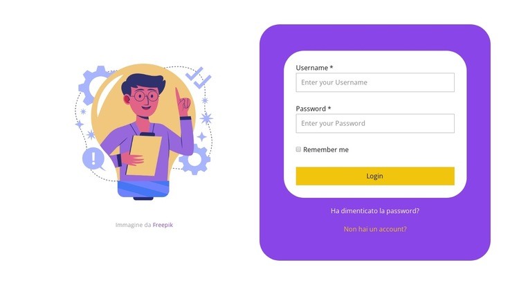 Continua dopo la registrazione Progettazione di siti web