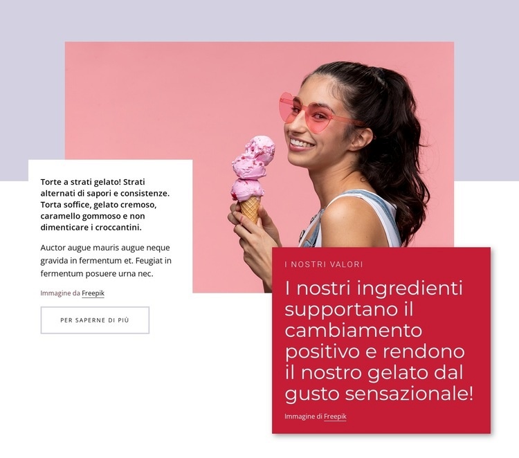 Gelato naturale Mockup del sito web