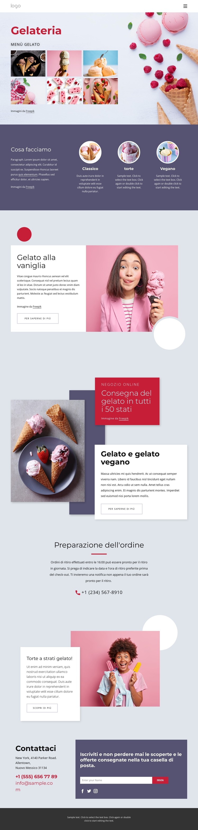 Ordina il gelato online Modello CSS