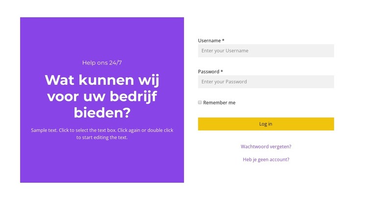 Inloggen op account HTML-sjabloon