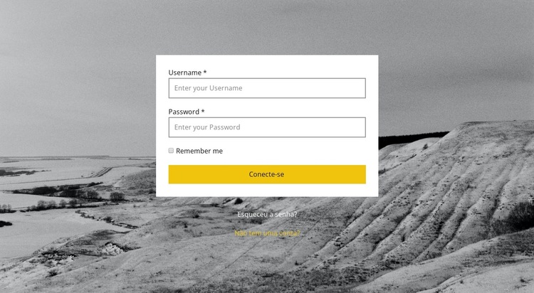 Página de login Modelo de site