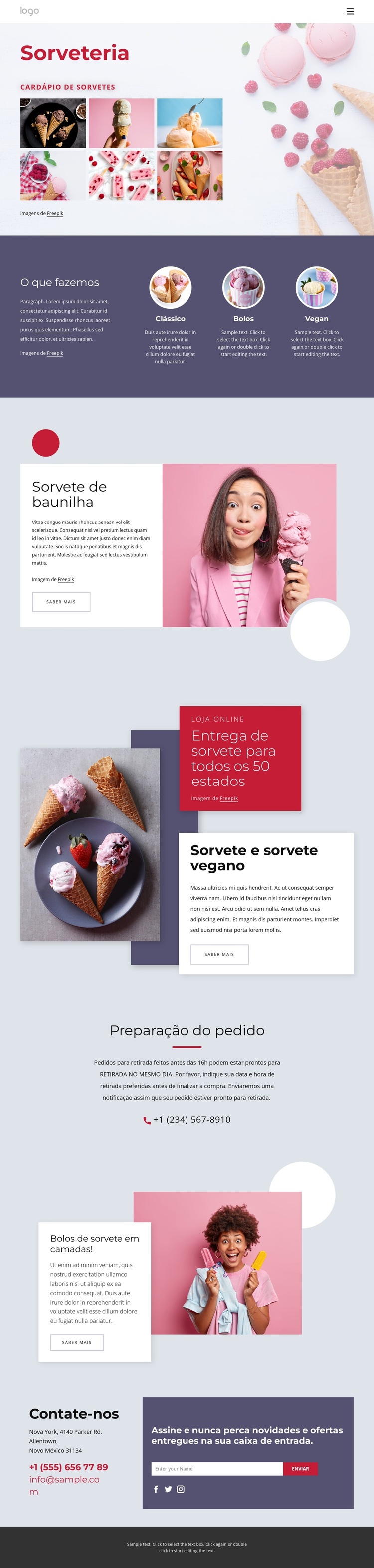 Encomende sorvete online Tema WordPress