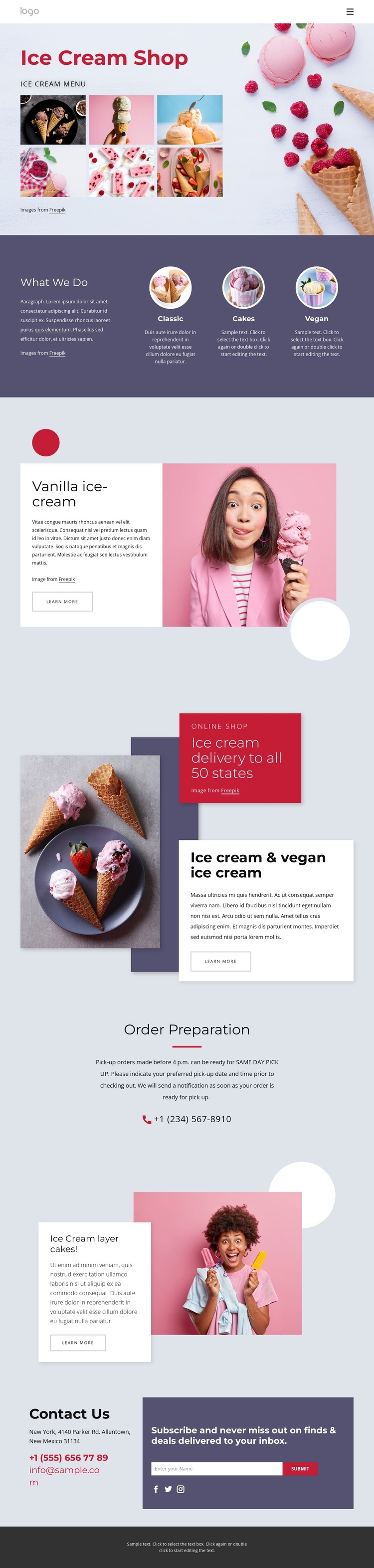 Order ice cream online Template