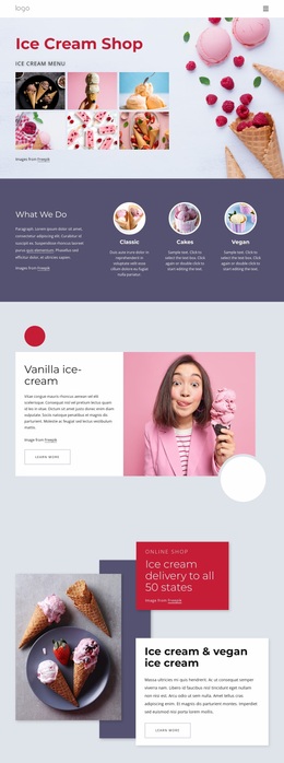 Order Ice Cream Online Website Design