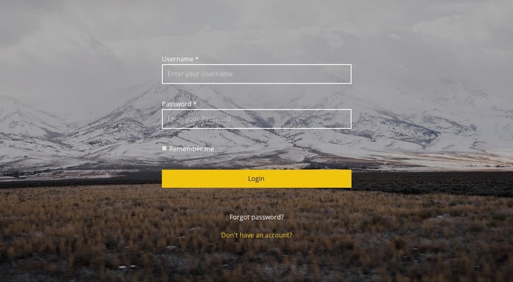 Login on image background Website Mockup