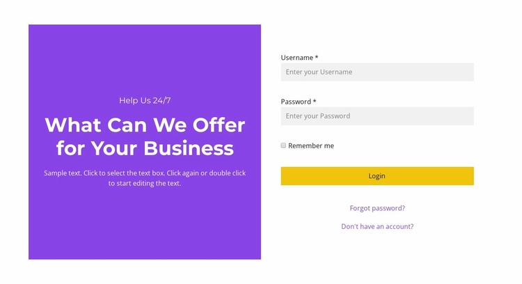 Login to account Landing Page