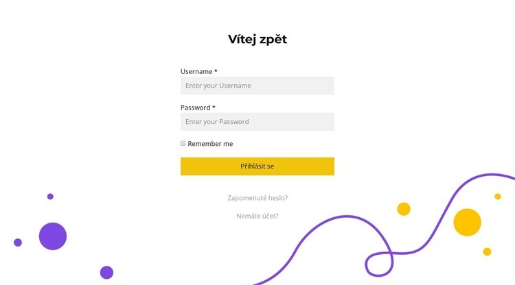 Přihlašovací formulář Šablona webové stránky