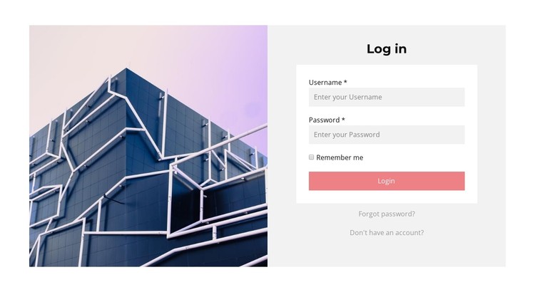 Image and log in CSS Template