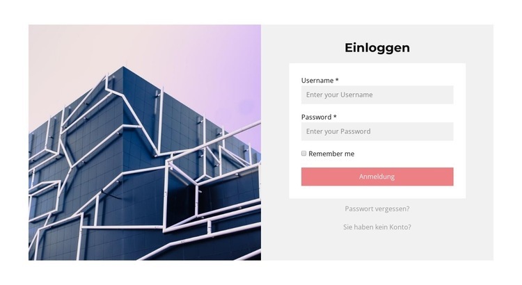 Bild und einloggen Landing Page